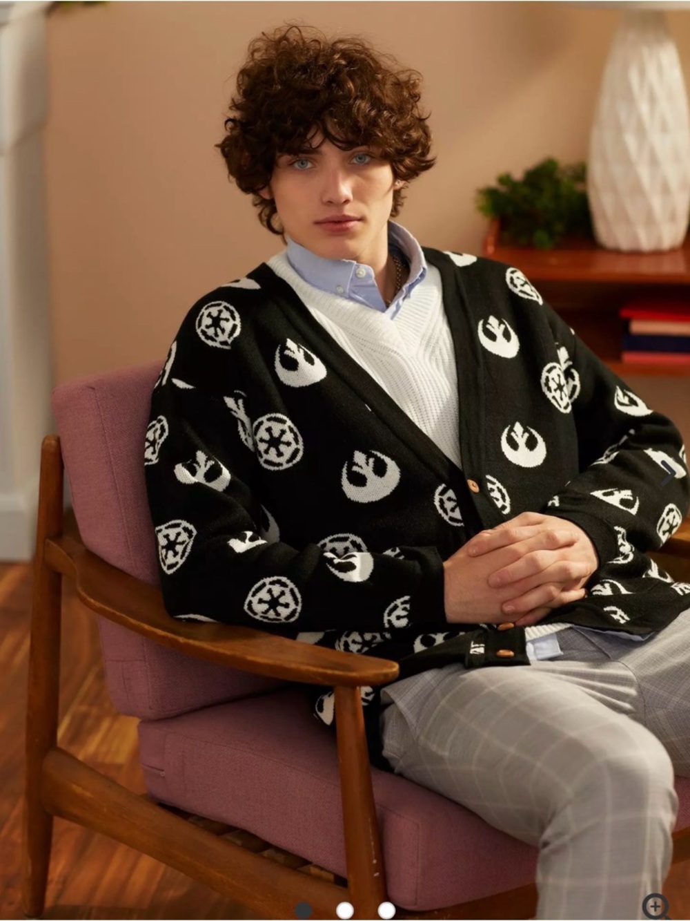 Our Universe Unisex Black and White Star Wars Knit Cardigan